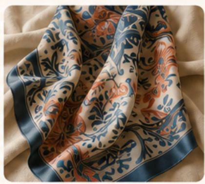 A hand-painted silk scarf